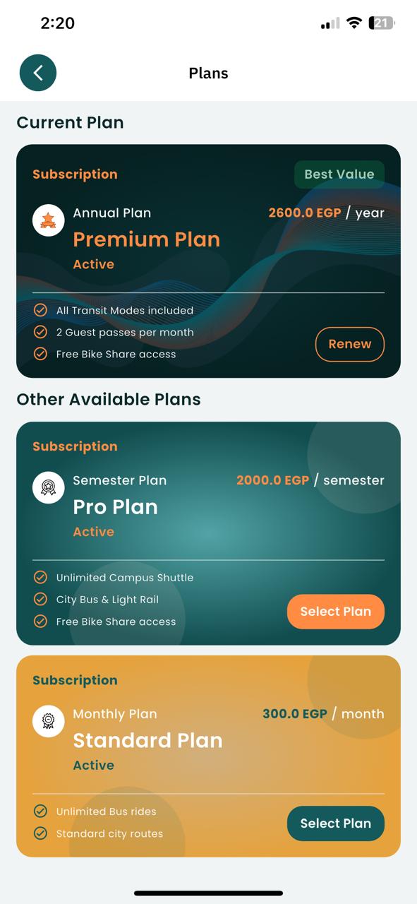 Plans Screen